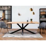 Table à manger BOBOCHIC - Table à manger TWIST Bois d'acacia massif et pieds en métal noir 180x90 - Marron clair