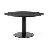 Table à manger ronde en marbre noire et base en acier