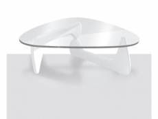 Table basse design blanc laqué et verre trempé geneve