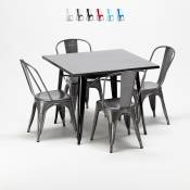 table carrée + 4 chaises en métal style industriel soho Couleur: Gris