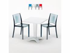 Table et 2 chaises colorées polycarbonate extérieurs grand soleil caffè Grand Soleil