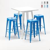 Table haute + 4 tabourets design Lix industriel de