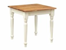 Table non extensible champêtre en bois massif de tilleul avec structure antique blanche et plateau en finition naturelle l80xpr8