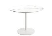Table ronde Multiplo indoor/outdoor - Grès effet marbre / Ø 78 cm - Kartell blanc en céramique