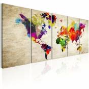 Tableau carte du monde monde peint - 225 x 90 cm -