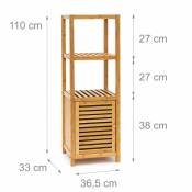 Tagère pour salle de bain cuisine armoire bambou 4 étages Plateaux Meuble rangement serviette 110 cm - Marron