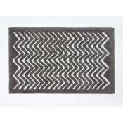 Tapis de bain zigzag bicolore antidérapant en 100% coton gris, 50 x 80 cm - Gris - Homescapes