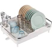 VEVOR Egouttoir Vaisselle Cuisine 355x295-470 mm Sechoir a Vaisselle Extensible en Inox PP Antirouille Porte-Vaisselle avec Bac d’Egouttage Bec a