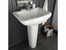 Vidaxl lavabo autoportant avec socle céramique blanc 580x470x200 mm 143003