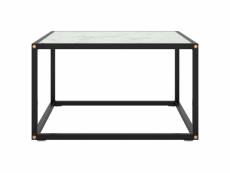 Vidaxl table basse noir avec verre marbre blanc 60x60x35