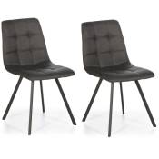 Vs Venta-stock - Set de 2 chaises Salle à Manger Mila Tapissées Grises Froncé, 58 cm x 45 cm x 90 cm - gris foncé
