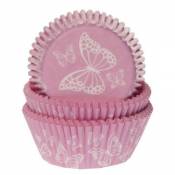 White & Pink Butterfly Cupcake Cases