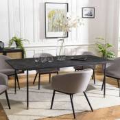 Yanis - Table à manger rectangulaire noire 200x100cm 6 personnes pin vieilli - Noir