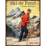 Antic Line Créations - Plaque vintage sports d'hiver en métal 25 x 33 cm Ski de fond