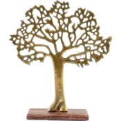 Arbre décoratif en aluminium doré et bois de manguier Arbre de vie Taille 2 - Or