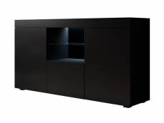 Buffet bahut 3 portes avec led | 150 x 80 x 40cm | couleur noir mate | meuble de rangement | modèle natolia APEK600BLBL