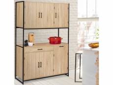 Buffet de cuisine 120 cm detroit meuble 6 portes design industriel + tiroir
