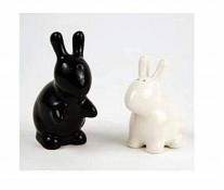 Bunny Rabbit Salt & Pepper Shaker Set, Black and White By 180 Degrees by 180 Degrees