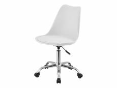 Chaise de bureau design siège rembourré à 5 roulettes fauteuil rotatif à 360° et réglable en hauteur polypropylène similcuir métal blanc [en.casa]