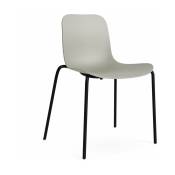 Chaise en aluminium noir et coque en polypropylène gris flint Langue - NORR11