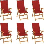 Chaises de jardin lot de 6 avec coussins rouge Bois