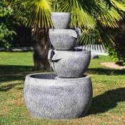 Fontaine de jardin bassin rond 1.10m 4 coupes noire grise - Gris