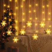 Guirlande lumineuse rideau flocon de neige, 8 modes, décoration de Noël étanche intérieure et extérieure, décoration de balcon de fenêtre (plug-in