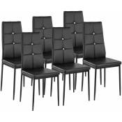 Helloshop26 - Lot de 6 chaises siège de salon cuisine salle à manger design élégant avec brillant noir