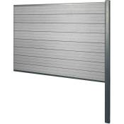 HHG - Brise-vue en wpc Sarthe, brise-vent de clôture, poteau en aluminium extension, 185cm gris - grey