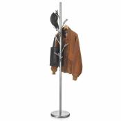 Idimex - Porte-manteaux zeno portant à vêtements sur pied en forme d'arbre avec 6 crochets sur différentes hauteurs, en métal laqué gris - Gris