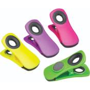 Kitchencraft - Chunky Magnetic Bag Clips/Memo Holders - Assorted Colours (Lot de 4)