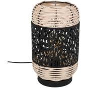 Lampe cylindre Cosy rotin métal noir H30cm Atmosphera créateur d'intérieur - Noir