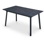 Lorry - Table à manger rectangulaire extensible effet marbre noir