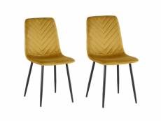 Lot de 2 chaises markus tissu velours jaune pieds métal