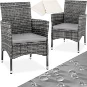 Lot de 2 fauteuils de jardin en rotin Résine tressée résistante de grande qualité Montage facile - gris/gris clair