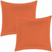 Lot de 2 taies d'oreiller Orange 63 x 63 cm volant plat piqué / 100% Coton / 57 fils/cm²
