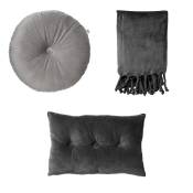 LOT DE 3 - Shades of Gray - Coussin rond - Coussin