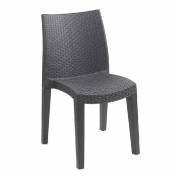 Lot de 4 fauteuils outdoor Lady effet rotin - Anthracite - 55 x 48 x 86 cm