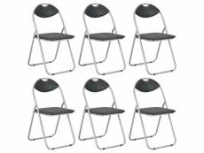 Lot de 6 chaises de salle à manger cuisine pliantes design simple synthétique noir cds022779