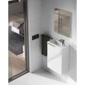 Meuble de salle de bain suspendu 40 cm laqué blanc avec miroir Blanc - Standard