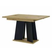 Mobilier1 - Table Goodyear 107, Chêne Artisan + Noir, 75x90x120cm, Allongement, Stratifié - Chêne Artisan + Noir