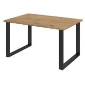 Mobilier1 - Table Tucson 137, Chêne lancelot + Noir, 75x90x138cm, Stratifié, Métal - Chêne lancelot + Noir