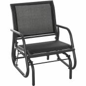 Outsunny - Fauteuil à bascule de jardin rocking chair design contemporain métal textilène noir - Noir