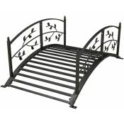 Outsunny - Pont de jardin - pont de bassin avec balustrade motif de vigne acier noir - Noir