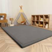 Paco Home - Tapis Chambre Enfant Bebe Fille Garcon Moelleux Antidérapant Moderne Gris, 200x350 cm