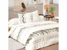 Parure de lit (housse de couette + 2 taies d'oreiller) 240x220 berbere blanc 143-blanc