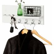 Penderie Porte-manteaux mural, étagère avec 1 tablette et 7 crochets en Inox Acier, Porte-serviettes, meuble d'entrée, Blanc Sobuy FRG54-W