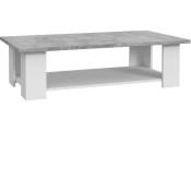 Pilvi Table basse rectangulaire - Blanc et béton gris clair - l 110 x p 60 x h 31 cm - Multicolore