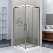 Porte de douche 76x70x187cm Porte coulissante Cabine de douche accès d'angle verre sécurit