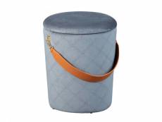 Pouf seau conteneur en velours et poignée éco-cuir, couleur grise, 35x35x45 cm 8052773561808